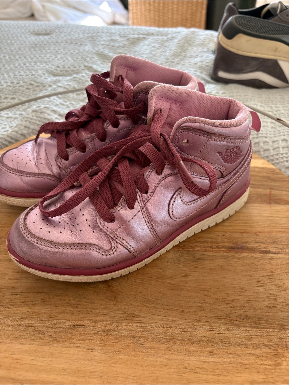 Kids Metallic Pink Air Force Ones by Nike
